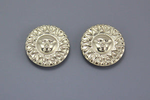 Silver or Gold Sun Face Embossed Magnetic or Pierced Earrings - Laura Wilson Gallery 