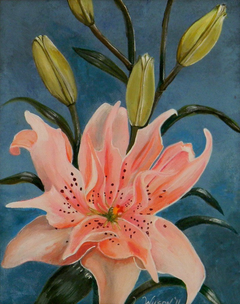 pink tiger lily painting Original Pink Elodie Lily Painting