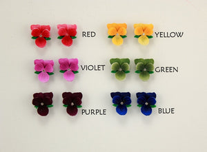 Tiny Magnetic Non Pierced or Pierced Violet Flower Earrings in 6 colors - Laura Wilson Gallery 