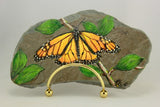 Original Monarch Butterfly Acrylic Painting on Granville New York Slate - Laura Wilson Gallery 