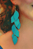 Handmade Pierced Fabric Light Weight Leaf Dangle Pierced Earrings - Laura Wilson Gallery 