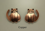 Custom Handmade Non Pierced Magnetic Clip On Or Pierced Fat Cat Earrings - Laura Wilson Gallery 