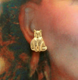 Fat Cat Gold or Silver Magnetic Earrings Fat Cat 15 x 20 mm - Laura Wilson Gallery 