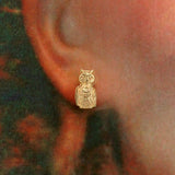 Handmade Magnetic Tiny Owl Clip On Earrings 14 Karat Gold Plated - Laura Wilson Gallery 
