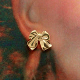 Magnetic Gold Plated Bow Earrings - Laura Wilson Gallery 