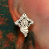 Silver Fuchsia Flower Magnetic Non Pierced Clip Earrings - Laura Wilson Gallery 