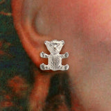 Silver Teddy Bear Magnetic Earrings - Laura Wilson Gallery 