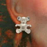 Silver Teddy Bear Magnetic Non Pierced Clip Earrings - Laura Wilson Gallery 