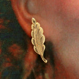 14 Karat Gold Plated  Brass Feather Magnetic or Pierced Earrings - Laura Wilson Gallery 