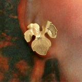 14 Karat Gold Plated  Brass 20 x 22 mm Leaf Magnetic Non Pierced Earrings - Laura Wilson Gallery 