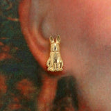 14 Karat Gold Plated Rabbit Magnetic or Pierced Earrings - Laura Wilson Gallery 