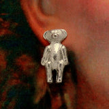 Teddy Bear Magnetic Clip Earrings in Imitation Rhodium Plate - Laura Wilson Gallery 