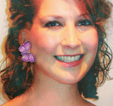 Magnetic or Pierced Fabric Hand Painted Butterfly Earrings - Laura Wilson Gallery 