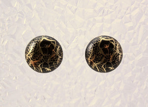 Black and Gold Button Magnetic Clip Non Pierced Earrings - Laura Wilson Gallery 