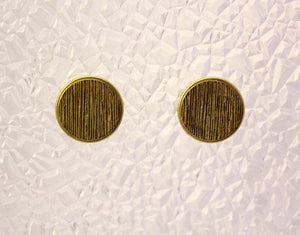 Gold Striped Button Magnetic Non Pierced Clip Earrings - Laura Wilson Gallery 