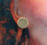 Gold Striped Button Magnetic Non Pierced Clip Earrings - Laura Wilson Gallery 