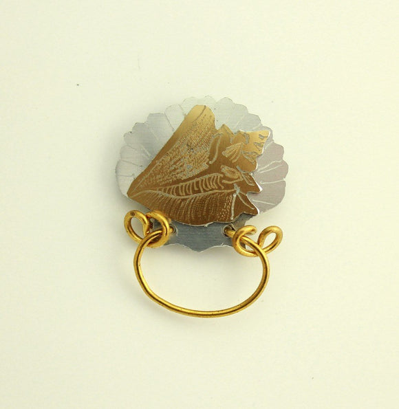 Handmade Magnetic Eyeglass Holder Bronze Conch on Silver Sea Shell - Laura Wilson Gallery 