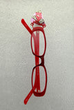Handmade Spotted Abstract  Red and Pink Triangle Magnetic Eyeglass Holder - Laura Wilson Gallery 