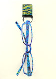 Handmade Dichroic Glass Magnetic Eyeglass Holder OOAK Original Design Free Extra Magnet Back - Laura Wilson Gallery 