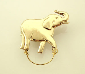 14Karat Gold Plated Magnetic Eyeglass Holder Gold Walking Elephant - Laura Wilson Gallery 