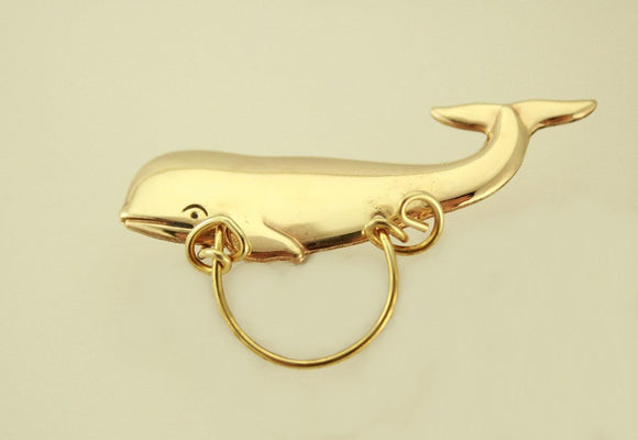 14 Karat Gold Plated Magnetic Eyeglass Holder Polished Brass Whale - Laura Wilson Gallery 