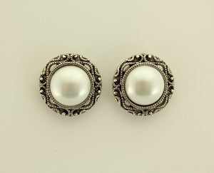 22 mm Magnetic Antique Style Pearl Button Earrings - Laura Wilson Gallery 