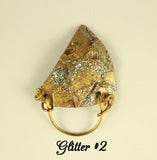 Hand Painted Gold and Silver Abstract Art Triangle Magnetic Eyeglass Holder - Laura Wilson Gallery 