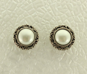 15 mm Magnetic Antique Style Pearl Filigree or Pierced Earrings - Laura Wilson Gallery 