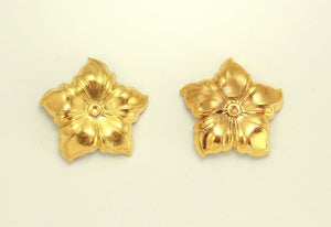 20 mm Gold or Silver 5 Petal Flower Magnetic Non Pierced Clip Earrings - Laura Wilson Gallery 