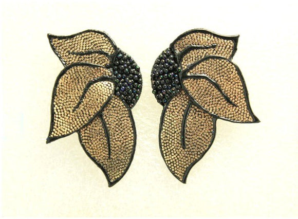 Gold Lame Hand Painted Pierced Fabric Earrings - Laura Wilson Gallery 