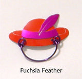 Red Hat and Purple Feather Magnetic Eyeglass Holder - Laura Wilson Gallery 