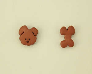 Children's Cute Brown Dog and Bone Magnetic Earrings - Laura Wilson Gallery 