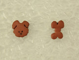 Children's Cute Brown Dog and Bone Magnetic Earrings - Laura Wilson Gallery 