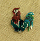 Hand Painted Custom Made Rooster Magnetic Brooch - Laura Wilson Gallery 