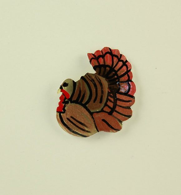 Turkey Magnetic Brooch Custom Made Hand Painted - Laura Wilson Gallery 