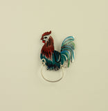 Hand Painted Custom Made Rooster Magnetic Eyeglass Holder - Laura Wilson Gallery 