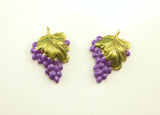 Hand Painted Grape Cluster Magnetic Clip Earrings - Laura Wilson Gallery 