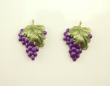 Hand Painted Silver Grape Cluster Magnetic Clip Earrings - Laura Wilson Gallery 