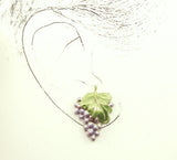 Hand Painted Silver Light Purple Grape Cluster Magnetic Clip Earrings - Laura Wilson Gallery 