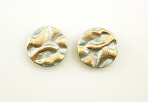 Handmade Hand Painted Gold Enamel on Silver Magnetic Earrings - Laura Wilson Gallery 