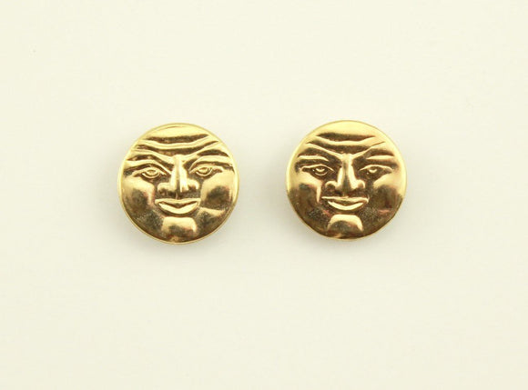 Handmade Man in the Moon Gold Plated Magnetic Non Pierced Clip Earrings - Laura Wilson Gallery 
