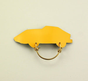 1970's Yellow Corvette Magnetic Eyeglass Holder Handmade Aluminum in All Colors - Laura Wilson Gallery 