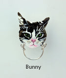 Hand Painted Cat Magnetic Eyeglass Holder Original Design Custom Pet Portrait - Laura Wilson Gallery 
