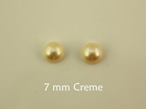 7 mm Magnetic Non Pierced Magnetic or Pierced White or Creme Glass Pearl Earrings - Laura Wilson Gallery 