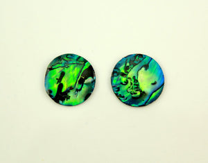 Paua Shell 15 mm Round Magnetic or Pierced  Earrings - Laura Wilson Gallery 