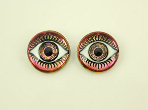 18 mm Medium Dome Red Glass Eyeball Magnetic Earrings - Laura Wilson Gallery 