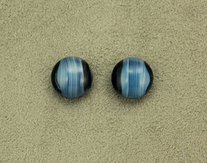 Blue Agate Glass 13 mm Button Magnetic Clip Non Pierced Earrings - Laura Wilson Gallery 