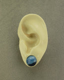 Blue Agate Glass 13 mm Button Magnetic Clip Non Pierced Earrings - Laura Wilson Gallery 