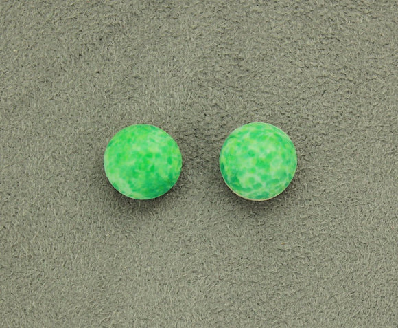Light Green 13 mm Mottled Spots Glass Button Magnetic Clip On Earrings - Laura Wilson Gallery 