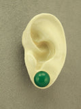 13 mm Green Onyx Glass Button Magnetic Clip On or Pierced Earrings - Laura Wilson Gallery 
